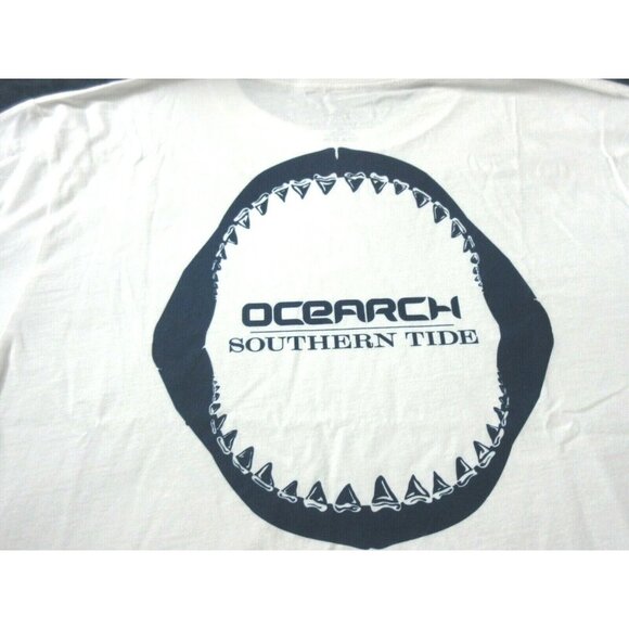 Southern Tide x Ocearch Mens SS Shark T shirt White Blue Boat Flag Gift Box NEW - Picture 2 of 6